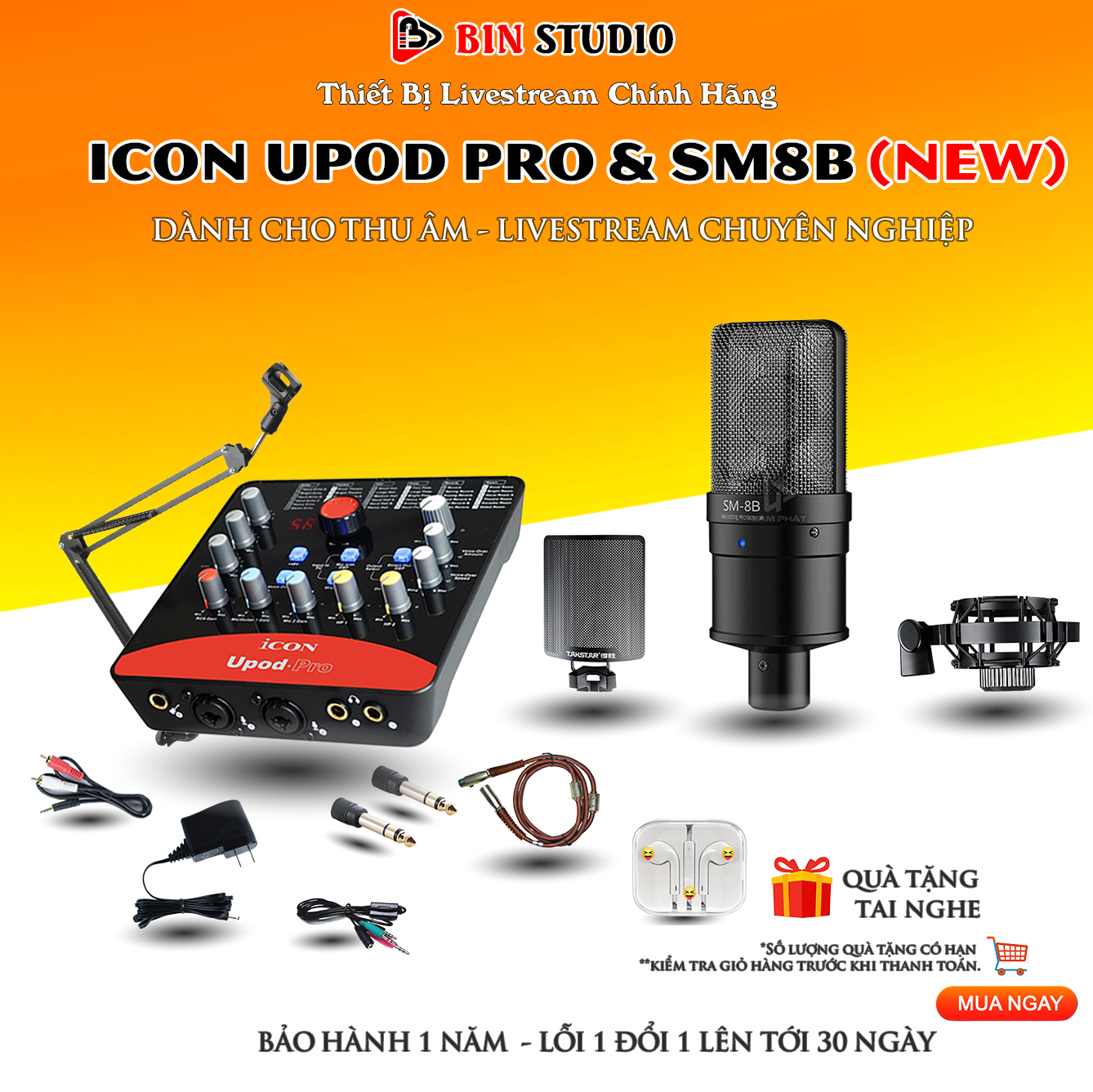 Combo SoundCard ICON UPOD & Mic TAKSTAR SM8B BẢN MỚI 2024 Dùng Cho Hát Thu Âm Điện Thoại Và Máy Tính